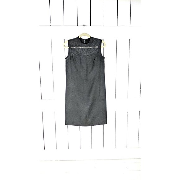 Vintage 60s black fitted sleeveless column midi evening dress - Picture 1 of 5